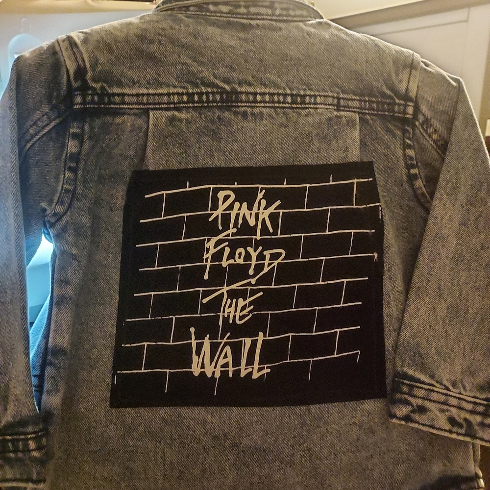 KIDS PINK FLOYD UPCYCLED ACID WASH DENIM JACKET SZ 24M